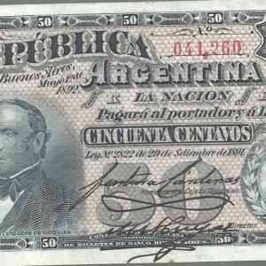 ARGENTINA FRACCIONARIO 50 CENTAVOS 1892 BOT 1042 UNC