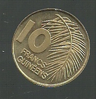 GUINEA REPUBLICA 10 FRANCS 1985 KM 52