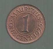 MAURITIUS 1 CENT RUPIA 1975 KM 31