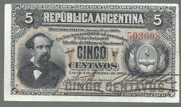 ARGENTINA FRACCIONARIO 10 CENTAVOS 1883 COL 007 a