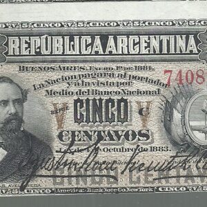 ARGENTINA FRACCIONARIO 5 CENTAVOS 1884 COL 008