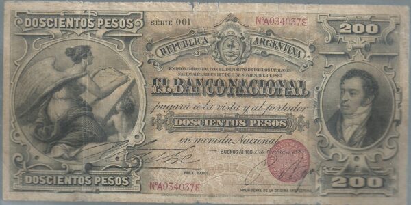 ARGENTINA 200 PESOS 1888 GARANTIDO COL 262