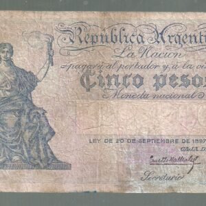 ARGENTINA CAJA DE CONVERSION 5 PESOS BOT 1589 BUENO