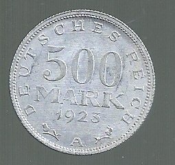 ALEMANIA 500 MARK 1923 A ALUMINIO