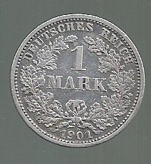 ALEMANIA 1 MARK 1901 D PLATA