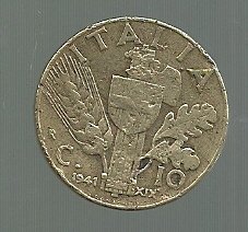 ITALIA 10 CENTIMO 1941 XIX KM 74a