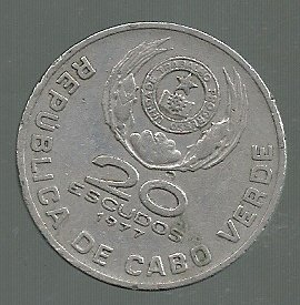 CABO VERDE 20 ESCUDOS 1977 KM 20 XF