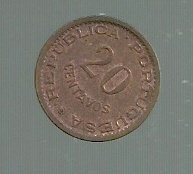 SANTO TOME PRINCIPE 20 CENTAVOS 1971 KM 16.2