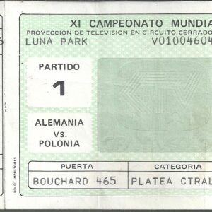 entrada xi campeonato mundia fifa 1978 argentina partido 1 luna park