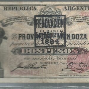 ARGENTINA BANCO GARANTIDO MENDOZA 2 PESOS COL 132 B VF+