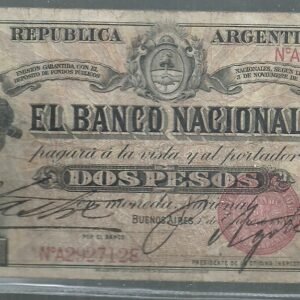 ARGENTINA BANCO NACIONAL 2 PESOS COL 104 a VF+