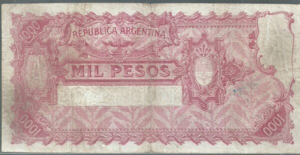 ARGENTINA CAJA DE CONVERSION 1000 PESOS SERIE A BOT 1706 VF+ - Imagen 2