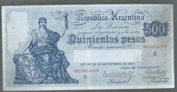 ARGENTINA CAJA DE CONVERSION 500 PESOS BOT 1699