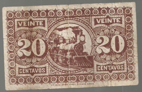 ARGENTINA COLONIA CHACO AUSTRAL  GENERAL VEDIA 20 CENTAVOS - Imagen 2