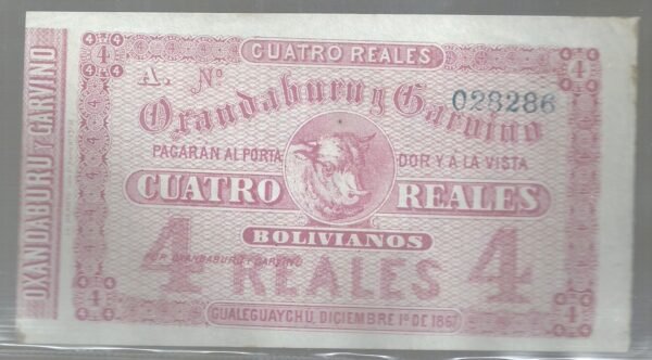 ARGENTINA 4 REALES OXANDABURU Y GARRBINO