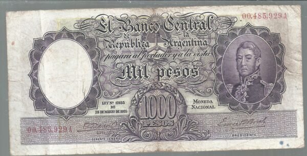 ARGENTINA MONEDA NACIONAL 1000 PESOS BOT 2126