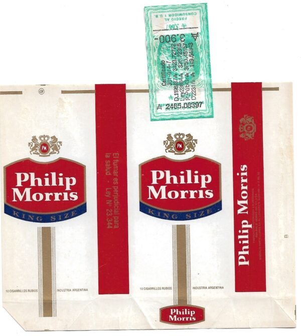 MARQUILLA PHILIP MORRIS 10 CIGARRILLOS INDUSTRIA ARGENTINA SOFT