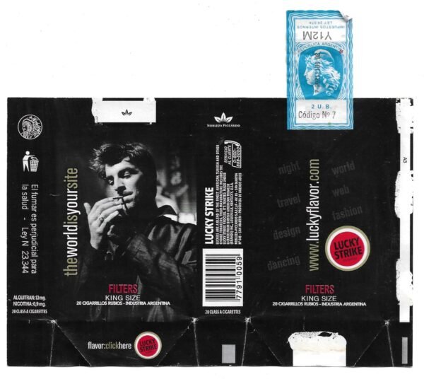 MARQUILLA THEWORLDISYOURSITE 20 CIGARRILLOS INDUSTRIA ARGENTINA SOFT