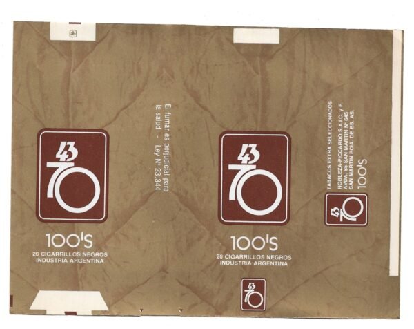 MARQUILLA 43/70 20 CIGARRILLOS INDUSTRIA ARGENTINA SOFT