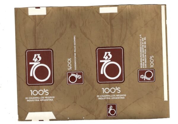 MARQUILLA 43/70 20 CIGARRILLOS INDUSTRIA ARGENTINA SOFT