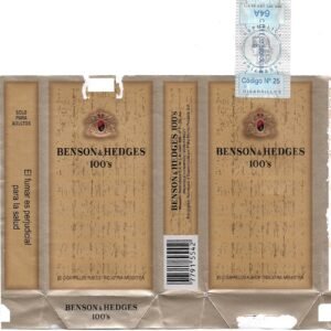 MARQUILLA BENSON & HEDGES 20 CIGARRILLOS INDUSTRIA ARGENTINA SOFT