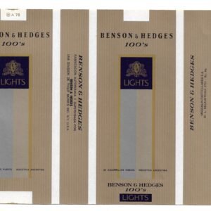 MARQUILLA BENSON & HEDGES 20 CIGARRILLOS INDUSTRIA ARGENTINA SOFT