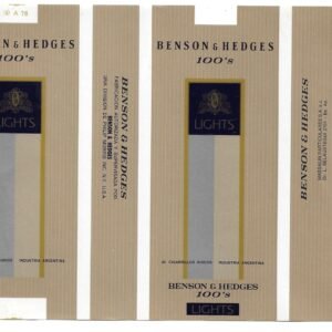 MARQUILLA BENSON & HEDGES 20 CIGARRILLOS INDUSTRIA ARGENTINA SOFT