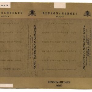 MARQUILLA BENSON & HEDGES 20 CIGARRILLOS INDUSTRIA ARGENTINA SOFT