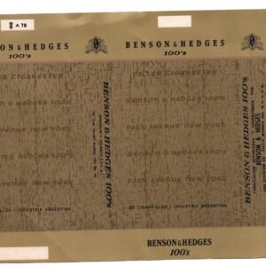 MARQUILLA BENSON & HEDGES 20 CIGARRILLOS INDUSTRIA ARGENTINA SOFT