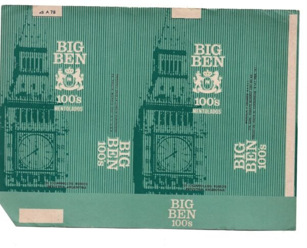 MARQUILLA  BIG BEN 20  CIGARRILLOS INDUSTRIA ARGENTINA  SOFT