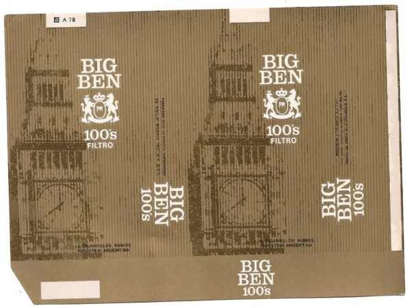 MARQUILLA BIG BEN 20 CIGARRILLOS INDUSTRIA ARGENTINA SOFT