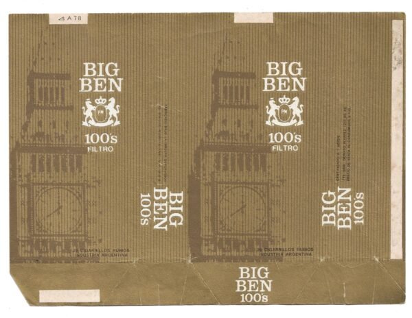 MARQUILLA BIG BEN 20 CIGARRILLOS INDUSTRIA ARGENTINA SOFT