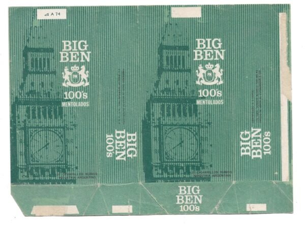 MARQUILLA BIG BEN 20 CIGARRILLOS INDUSTRIA ARGENTINA SOFT