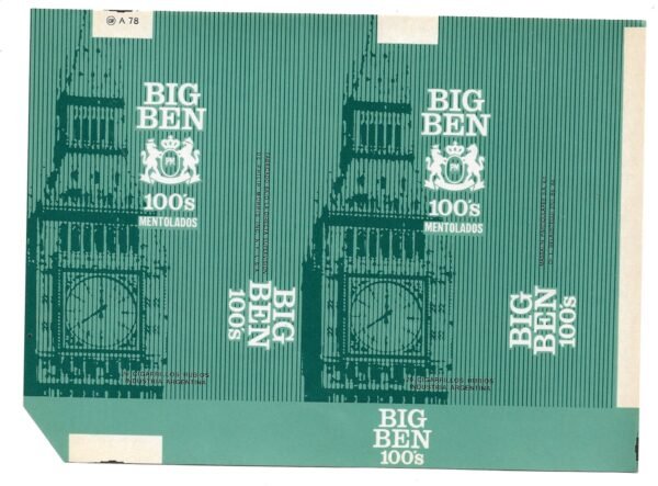 MARQUILLA BIG BEN 20 CIGARRILLOS INDUSTRIA ARGENTINA SOFT
