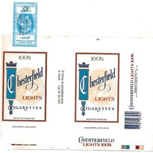 MARQUILLA CHESTERFIELD 20 CIGARRILLOS INDUSTRIA ARGENTINA SOFT