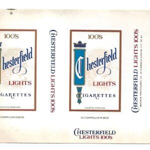 MARQUILLA CHESTERFIELD 20 CIGARRILLOS INDUSTRIA ARGENTINA SOFT