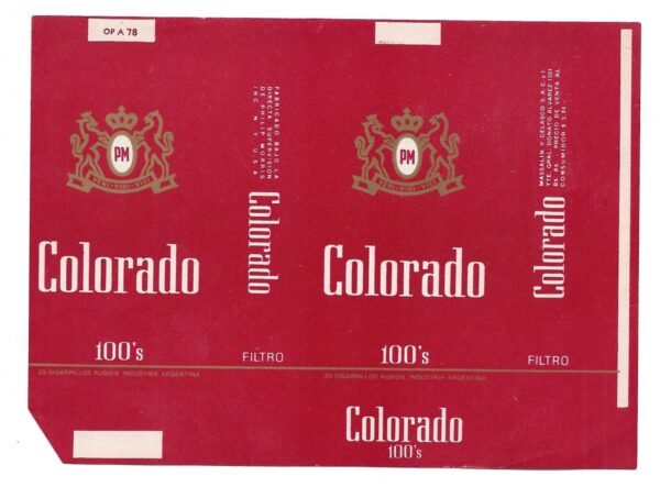 MARQUILLA COLORADO 20 CIGARRILLOS INDUSTRIA ARGENTINA SOFT