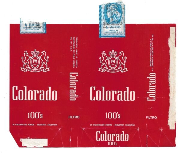 MARQUILLA COLORADO 20 CIGARRILLOS INDUSTRIA ARGENTINA SOFT
