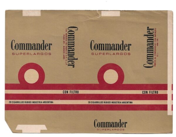 MARQUILLA COMMANDER 20 CIGARRILLOS INDUSTRIA ARGENTINA SOFT