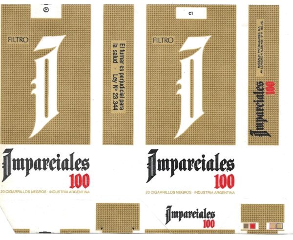MARQUILLA IMPARCIALES 20 CIGARRILLOS INDUSTRIA ARGENTINA SOFT