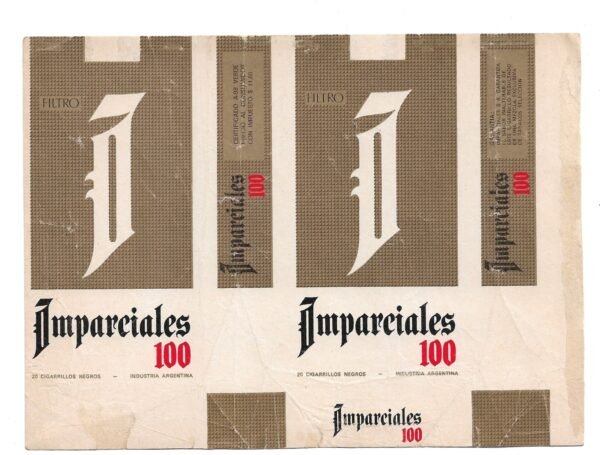 MARQUILLA IMPARCIALES 20 CIGARRILLOS INDUSTRIA ARGENTINA SOFT