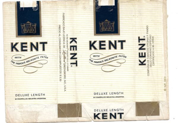 MARQUILLA KENT 20 CIGARRILLOS INDUSTRIA ARGENTINA SOFT