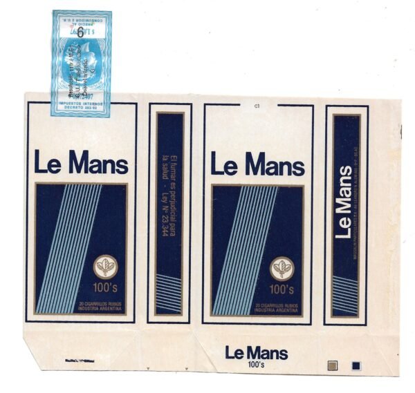 MARQUILLA LE MANS 20 CIGARRILLOS INDUSTRIA ARGENTINA SOFT