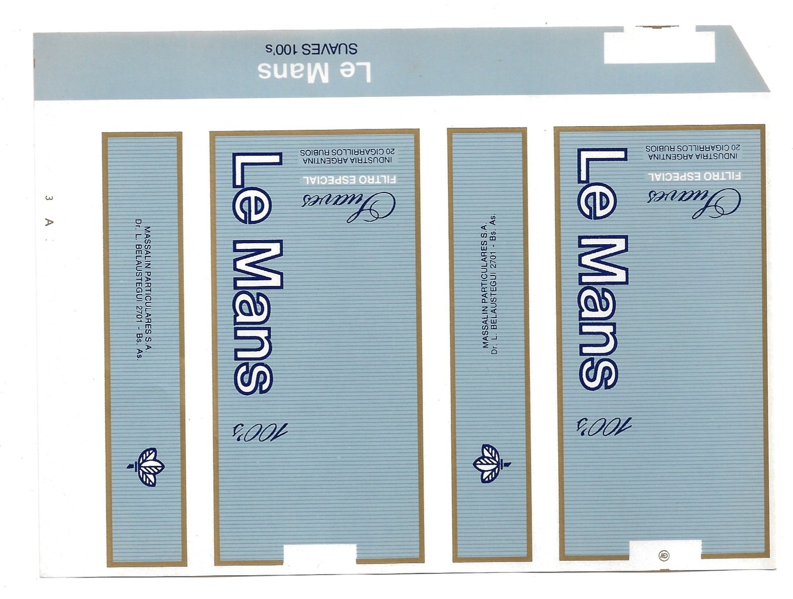 MARQUILLA LE MANS 20 CIGARRILLOS INDUSTRIA ARGENTINA SOFT