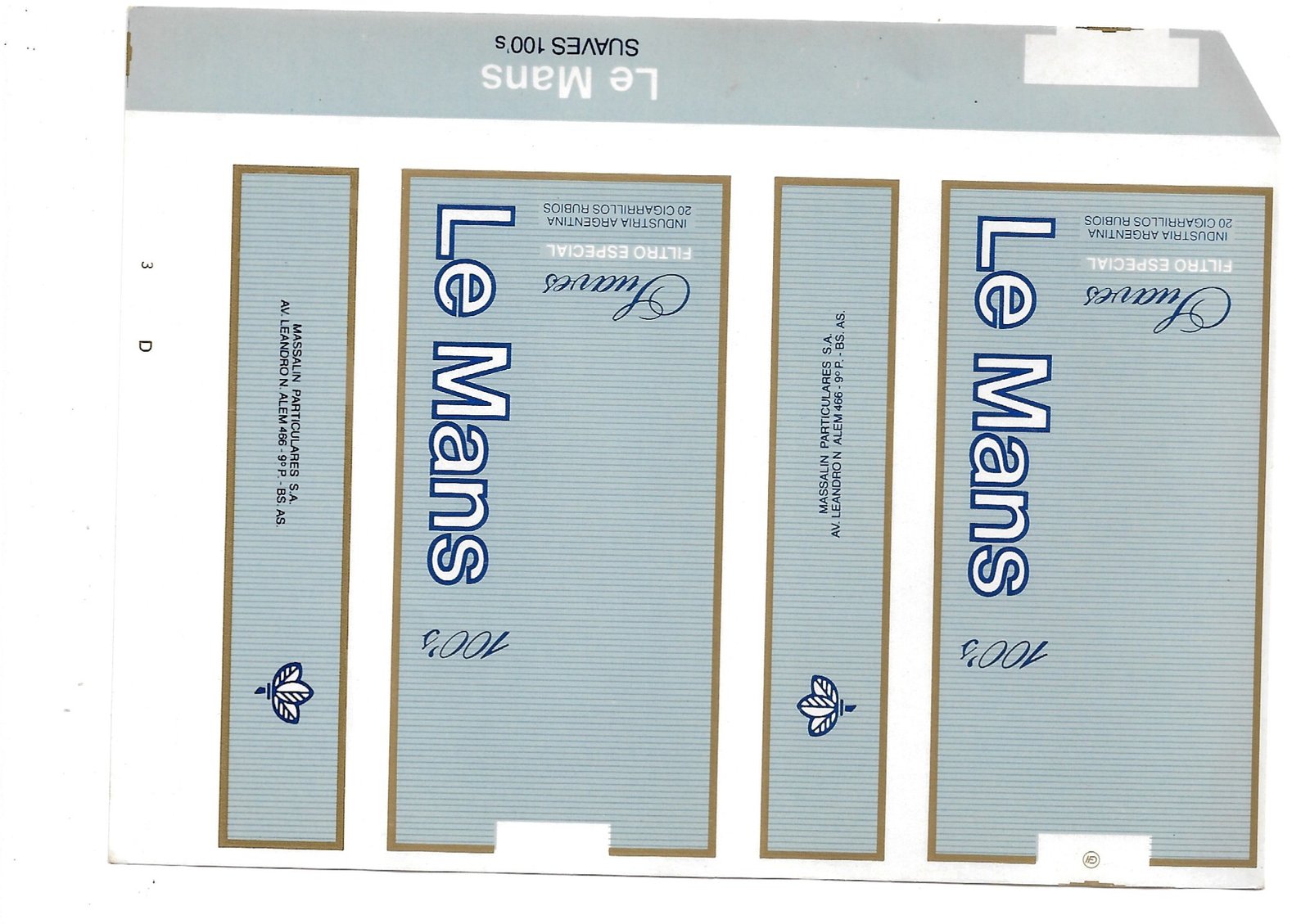 MARQUILLA LE MANS 20 CIGARRILLOS INDUSTRIA ARGENTINA SOFT