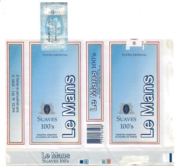 MARQUILLA LE MANS 20 CIGARRILLOS INDUSTRIA ARGENTINA SOFT