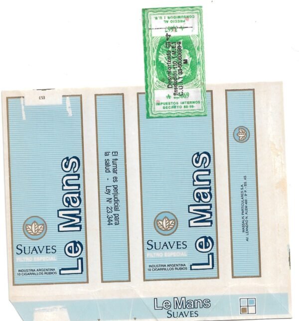 MARQUILLA LE MANS 10 CIGARRILLOS INDUSTRIA ARGENTINA SOFT