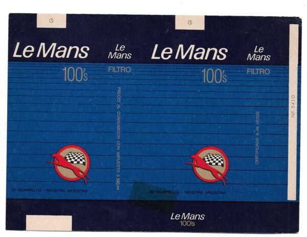 MARQUILLA LE MANS 20 CIGARRILLOS INDUSTRIA ARGENTINA SOFT