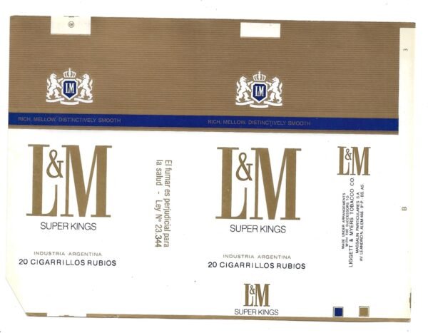 MARQUILLA L&M 20 CIGARRILLOS INDUSTRIA ARGENTINA SOFT