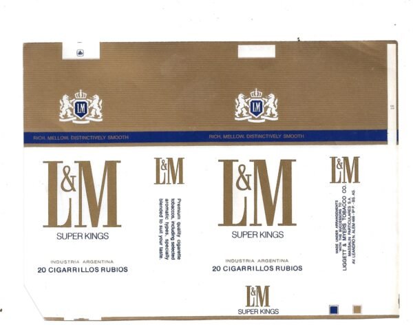 MARQUILLA L&M 20 CIGARRILLOS INDUSTRIA ARGENTINA SOFT